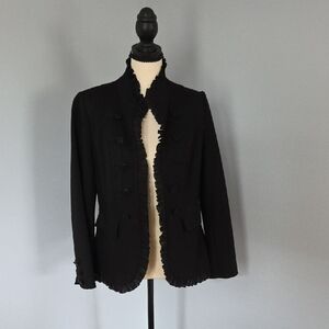 Chico's Elegant Black Ruffled Blazer